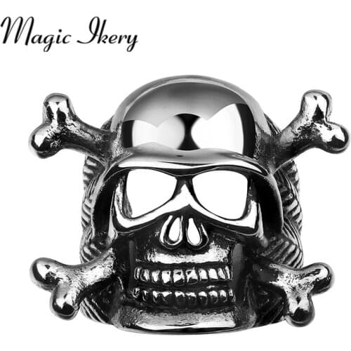 Magic Ikery New 2015 stainless steel Punk Skull The Party O Rings Wholesales Fashion Jewelry for men MKL-R051