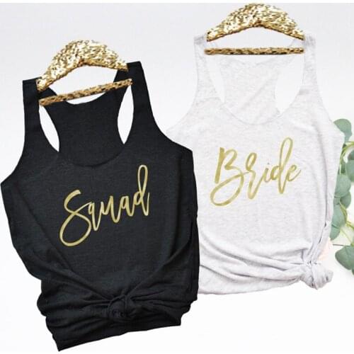 Tank Tops Cute Bridesmaid and Bachelorette Party Tanks Retro Racerback Matching Bridal Wedding Celebrity Shirt Vest Squad Bride