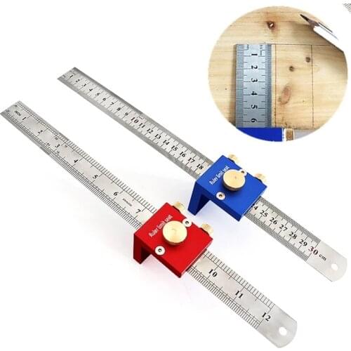 Metric Inch Scale Ruler 90 degrees Scribing Ruler Measuring Marking Gauge Woodworking Right Angle Ruler Carpenter Tools
