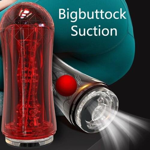 Vibrating Red Ball Male Masturbator Glans Sucking Penis Pump Male Masturbator Realistic Tight Vagina Adult Endurance Exercise