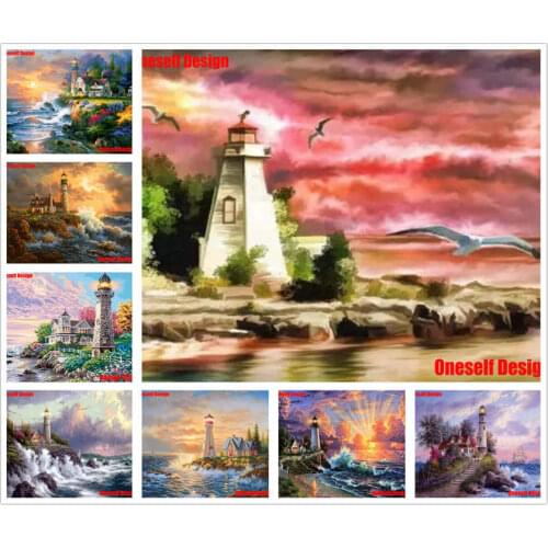5D diamond embroidery Full Set kits Sea lighthouse diamond mosaic sale rhinestone pictures of rhinestones beaded embroidery Home