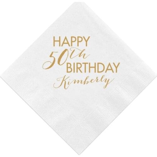 Personalised Birthday Napkins, Custom 50th Birthday Napkins, 50th Birthday Party, Happy 50th, Milestone Birthday, 60th Birthday