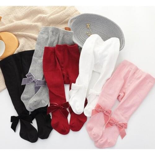 Autumn winter kids baby girls tights velvet bow cotton stretch warm cute fashion princess Toddler Infant baby girl pantyhose