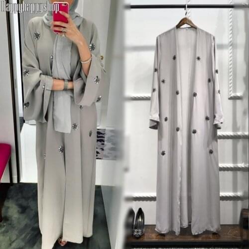 Spring Abaya Dubai Kimono Gown Women Muslim Islamic Clothing Chiffon Long Sleeve Cardigan Coat Bangladesh Robe Femme Vestidos