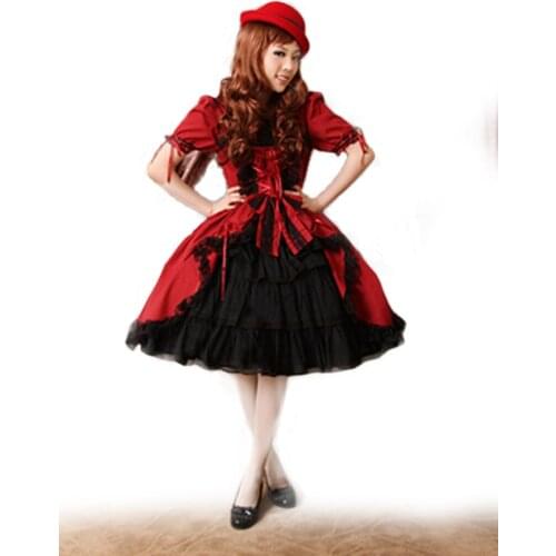 Custom lolita dress court retro lace horn sleeve dress cosplay Daily wear