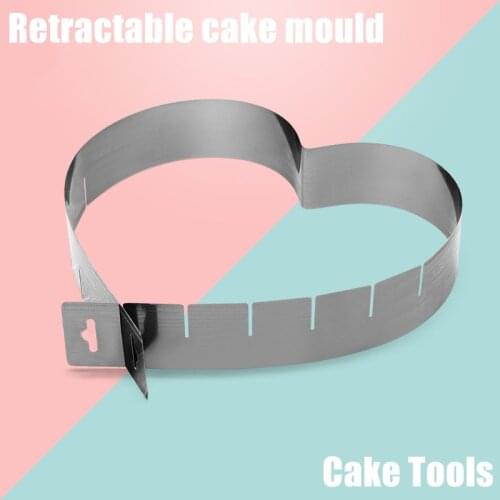 Adjustable Size Love Heart Shape Mold Stainless Steel Chocolate Cookie Muffin Baking Tool Sponge Mousse Dessert Cake Decorating