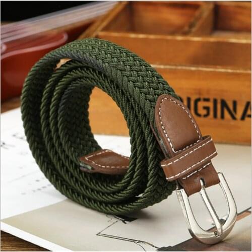 Men Women Fashion Braided Elastic Woven Canvas Buckle Belt Waistband Waist Straps All-matched 6 Colors