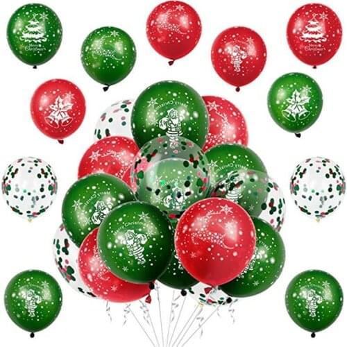 50pcs/lot Red Green Snowflake Snowman Christmas Decorations for Home Merry Christmas Balloons Happy New Year 2021 Decorations