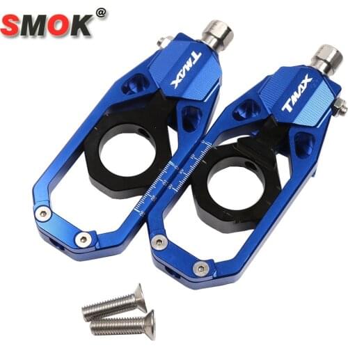 SMOK Motorcycle Accessories CNC Aluminum Tensioners Rear Axle Spindle Chain Adjuster Blocks For YAMAHA TMAX 530 T MAX 530 12-16