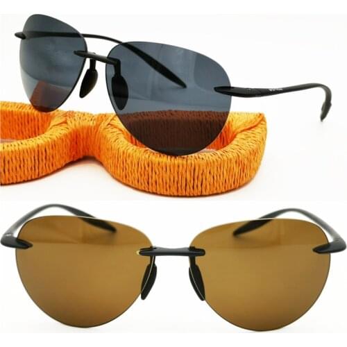 Hotsales high quality UV400 polarized pilot style anti-slip TR90 rimless ultra light weight bendable rimless sunglasses for men