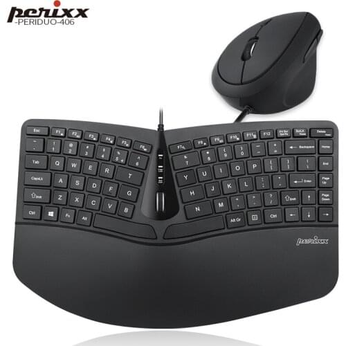 Original For Perixx Periduo-406 Wired Compact Ergonomic Split Keyboard and Vertical Mouse Combo Multimedia Keyboard&mouse