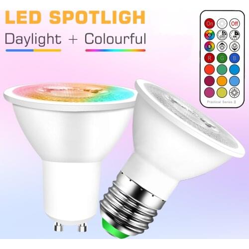 GU10 LED Bulb E27 Smart Light Indoor Neon Sign Color Spotlight RGB Remote Control Lamp 110V 220V Dimmable Night Light Lighting