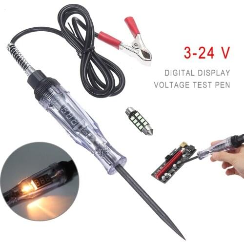 3-24V Light Voltage Circuit Tester Digital Display Car Fuse Test Pen Detector Electrical Automobile Probe Meter
