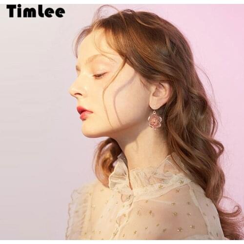 Timlee E102 New Personality Simple Cute Flower Pendant Alloy Dangle Earrings,Fashion Jewelry Wholesale