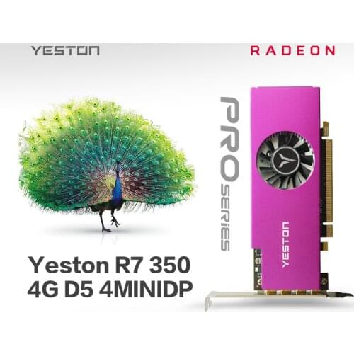 Yeston R7 350 2G D5 4MINIDP 4-screen Graphics Card Support Split Screen 750/4000MHz 2G/128bit/GDDR5 with 4 Mini DP Ports