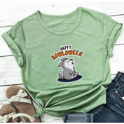 Happy Halloween Graphic Print 100%Cotton Women T Shirt Unisex Funny Summer Casual Short Sleeve Top Halloween Holiday Shirt