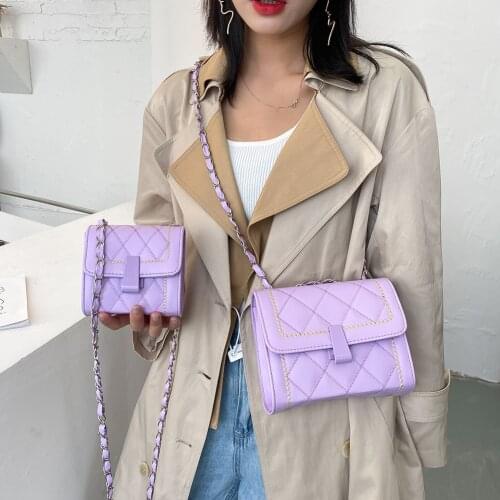 Fashion Lattice Pattern PU Crossbody Handbag Women Hit Color Leather Purse Female Small Travel Shoulder Messenger Bag