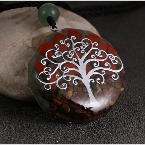 Gold Silver Color Tree Of Life Crystal Resin Orgonite Pendant Necklace Unisex Men Women Reiki Healing Energy Orgone Jewelry