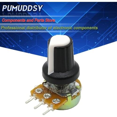 1Lot=10pair(20pcs) WH148 Shaft Amplifier Dual Stereo Potentiometer 3Pin 15mm+AG2 white 15*17MM Knob 1K 5K 10K 50K 100K 500K 250K