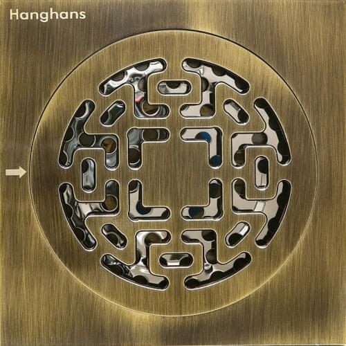 10x10cm Antique Brass Flower Art Carved Euro Floor Drains Square Floor Drain Strainer Anti-Rust Bathroom Supplies Home Tool