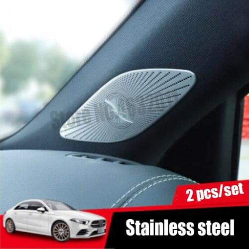 Stainless steel For Mercedes Benz A Class 2019 2020 accessories Car interior A-pillar Speaker horn Cover Trim auto styling 2pcs