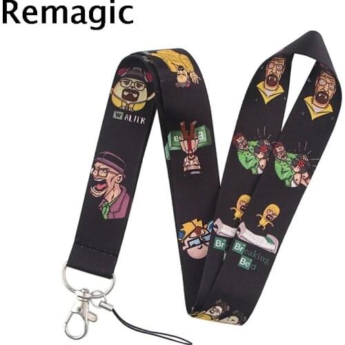 20pcs BreakingBad Cartoon Icons Style Anime Lovers Key Chain Lanyard Neck Strap for USB Badge Holder DIY Hang Rope