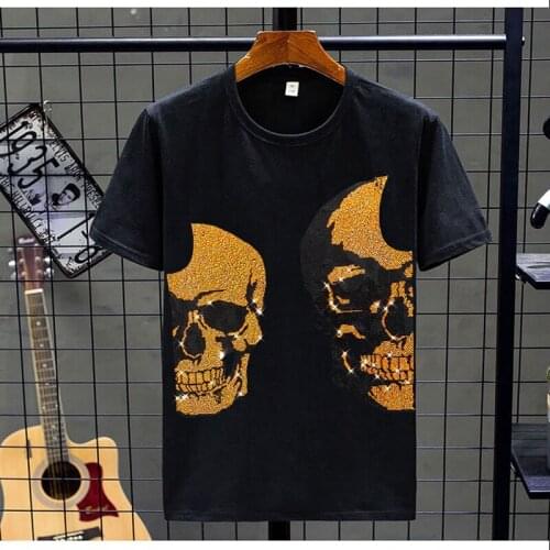 2021 Fashion Rhinestone Short Sleeve T-Shirt Men High Quality Hot Drilling Tees Shirts Social Club Outfits Designer Clothing 5Xl