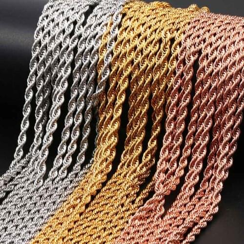 3mm Wholesale Hip Hop Mens Stainless Steel Rope CowBoy Necklace Rapper Chunky Accessory Boys Rock Jewelry 10pcs/lot Chains