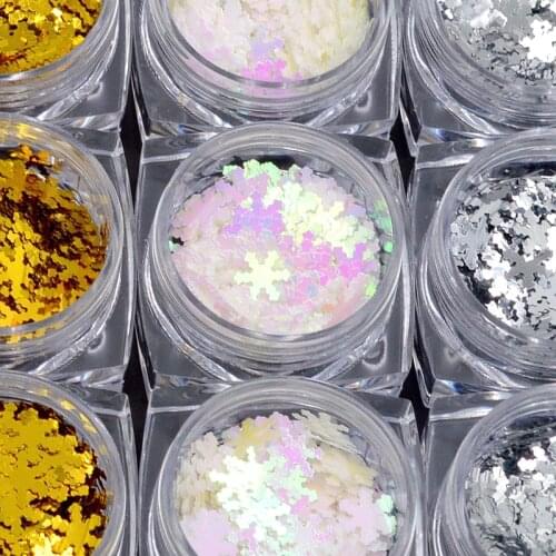 4 Pots Snowflake Nail Glitter Paillette Nail Sequins Shining Manicure Nail Art Decoration Accessories Tool
