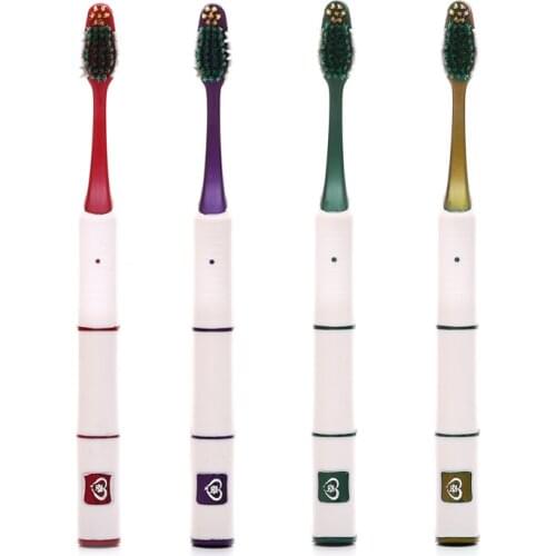 4pcs Bamboo Shap Toothbrush Comfortable Round Handle Soft Brush Colorful Brush Head Replacement For Oral B Toothbrush