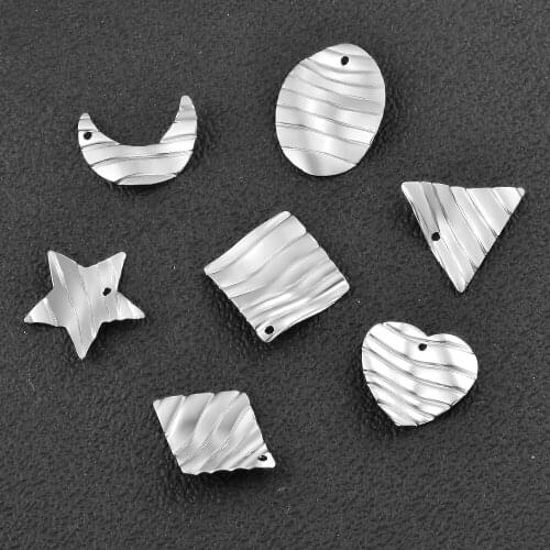 50Pcs/Lot Stainless Steel Moon Love Star Geometry Distortion Charms Various Embossing Earring DIY Jewelry Making Wholesales
