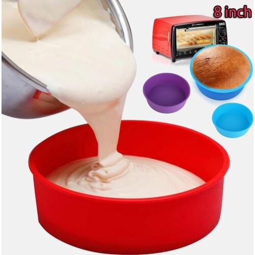 8 Inch Silicone Layered Cake Mold Round Shape Silicone Bread Pan Toast Bread Mold Cake Tray Mould Non-stick Baking Tools