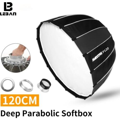 AMBITFUL Portable P120 120CM Quickly Fast Installation Deep Parabolic Softbox for Bowens Profoto Elinchrom Studio Flash Softbox