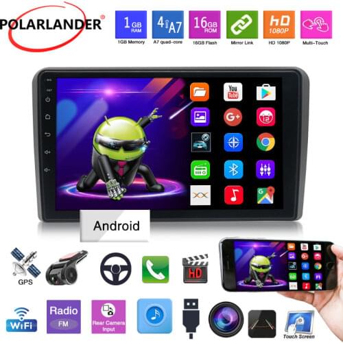 Car Radio 2 Din Bluetooth 5.0 Android 9.1 1G+16G MP5 Player GPS WIFI 9 Inch Touch Screen Multimedia For Audi A3 A4 2002-2012