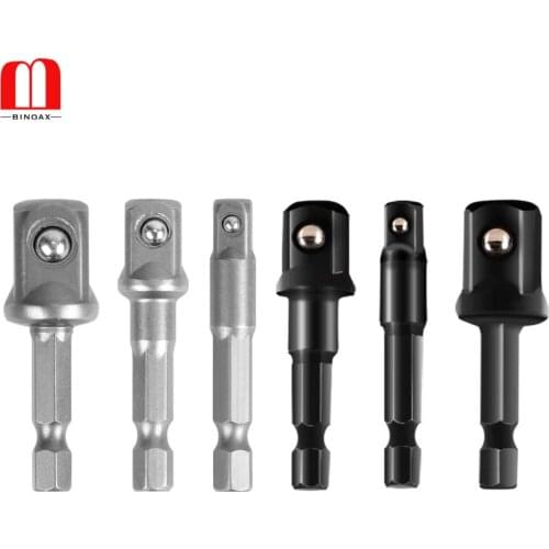 BINOAX 3pcs Chrome Vanadium Steel Socket Adapter Set Hex Shank 1/4" 3/8" 1/2" Extension Drill Bits Bar Set Power Tools #P40