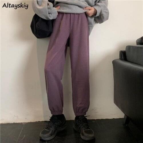 Pants Women Simple Lovely Various Colors Ankle-length All-match Basic Hipster Students Trousers Workout Solid Tie Leg Casual Ins