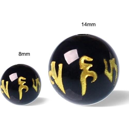 New Obsidian Mantra Beads Pick Size 6-18mm Round Loose Six Words BeadFor Jewelry Making DIY Pendant Necklace Bracelets perles