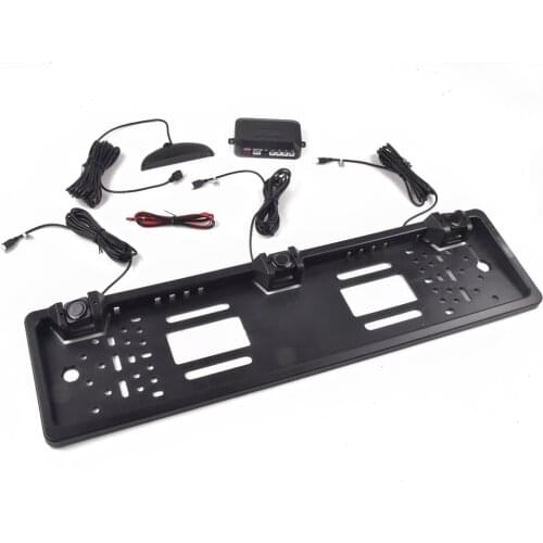 Car Parking Sensor Parktronics EU European License Plate Frame Reversing Radar With 3 Sensors