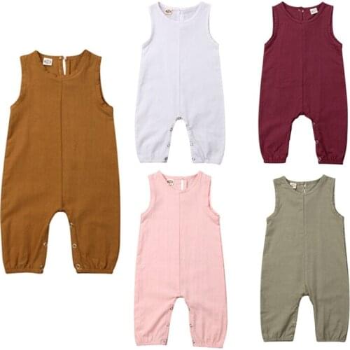 Newborn Infant Kids Cotton Sleeveless Romper Jumpsuit Outfits Toddler Baby Boy Girl Summer Rompers Playsuit Overalls Clothes