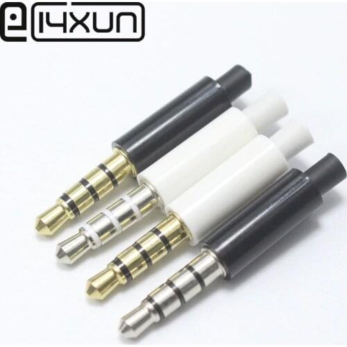 EClyxun 2pcs/lot Mini 3.5mm Stereo Male Headset Jack 4 Pole 3.5 mm Audio Plug Adaptor Connector for Iphone White&Black