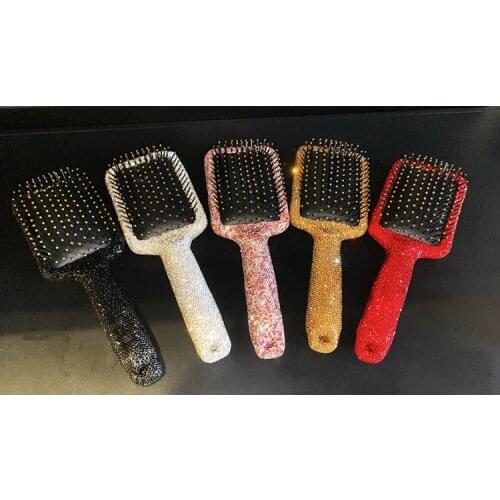 Diamond Combs for Hair Detangling Comb Curly Hair Brush Big Full Rhinestones Pink White Wig Brush Women Gifts Hair Accesories