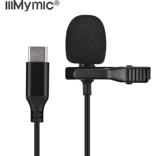 IiiMymic Omnidirectional Type-c Lavalier Lapel Microphone 1.5m Tie Clip for Huawei P10/20/30 Xiaomi Android Smartphone Recording