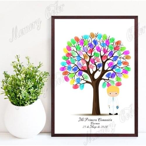 Personalized Holy Communion Guestbook Custom Name Date Fingerprint Signature DIY Guest Book For Kids Holy Communion Souvenir