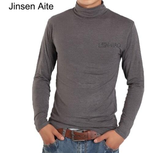 Jinsen Aite Plus Size XL-6XL New Spring Autumn Casual Modal Long Sleeve T Shirt for Men Turtleneck Fitness Shirt Tops Tees JS14