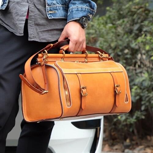 JOYIR Ltalian Leather Men Women Travel Suitcase Bag Organizer Duffle Bag Vingate Weekend Bag Fashion Luggage Business Handbag
