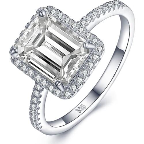 ANZIW Fashion 925 Sterling Silver Halo Emerald Rings Wedding Engagement Bridal Rings For Women Party Lover Rings Jewelry Gifts