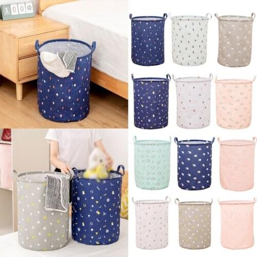 Foldable Laundry Basket Canvas Large Laundry Hamper Dirty Clothes Storage Organizer Bucket Home Portable Storage Bag for Toys