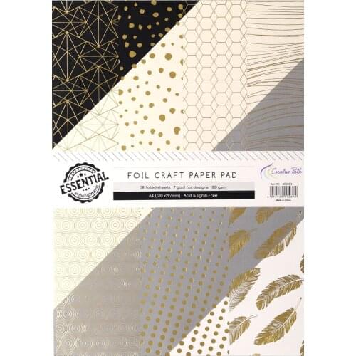 CRZCrafter A4 Foil Design Scrapbooking Craft Paper Pad 28 Sheets DIY Cardmaking Background Pattern Decorative Papers Acid Free