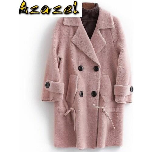 100% Wool Jacket Autumn Winter Women Clothes 2020 Streetwear Real Fur Coat Korean Vintage Tops Sheep Shearling Suede Lining