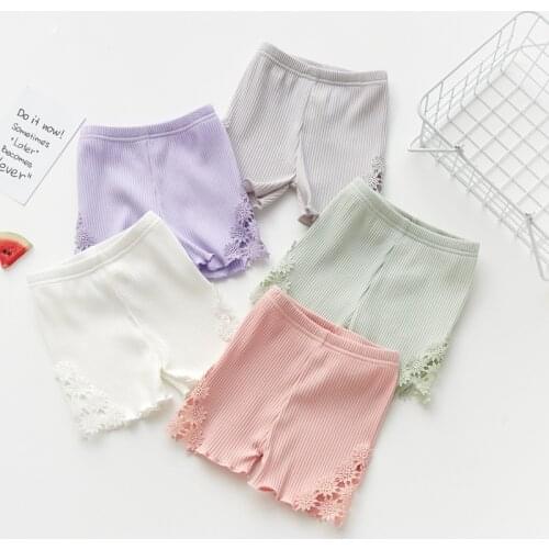 Summer Children Safety Pants Korean Girls Full Pants Lace Childrens Three-quarter Pants 95% Cotton Girls Shorts